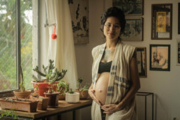 Manto para dar a luz, roupa do parto, feita sob medida para Karla Keiko, slow fashion bordado a mão